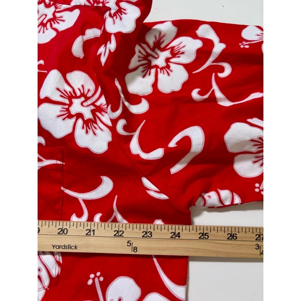 Palmwave Hawaii Shirt Mens XXL Red White Hibiscus Floral Resortware Vacation - Picture 6 of 11